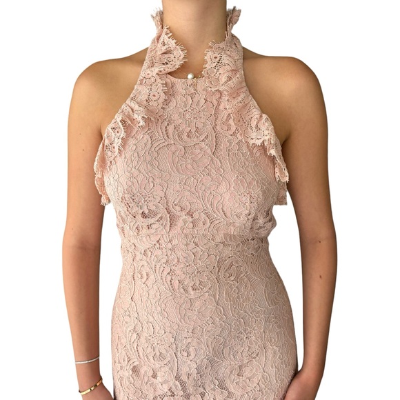 Nanette Lepore Blush Laced Ruffled Cotton Backless Cocktail Midi Dress Women’s 4 - Picture 5 of 16